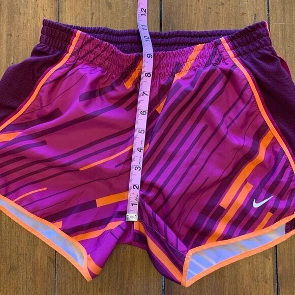 Nike DriFit Running Shorts Burgundy Neon Orange Abstract Print S - Picture 8 of 9